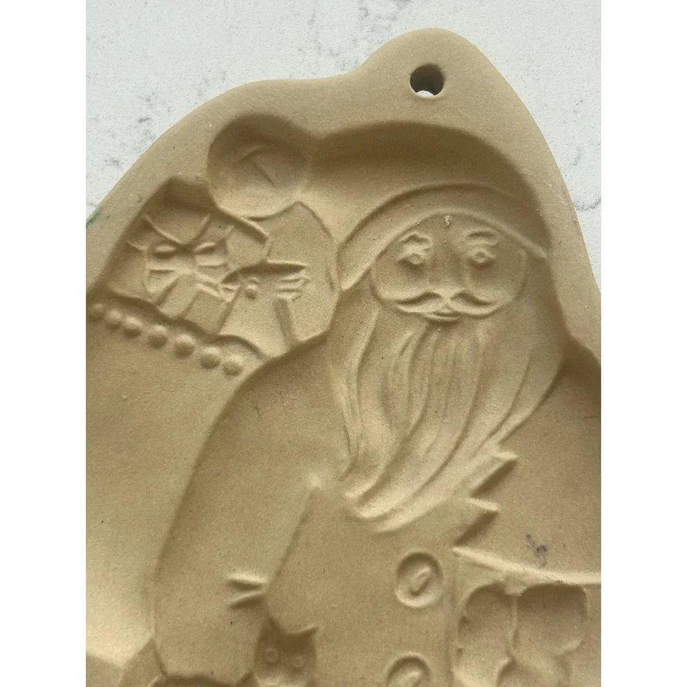 Vintage 1983 Brown Bag Cookie Art Santa‎ Claus Stoneware Cookie Mold Christmas